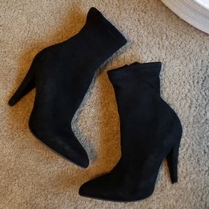 Black Zip up Suede Booties